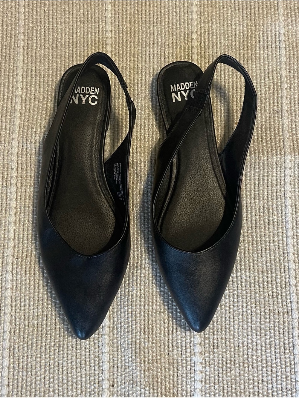 Madden NYC Black Pointed Slingback Loafers
